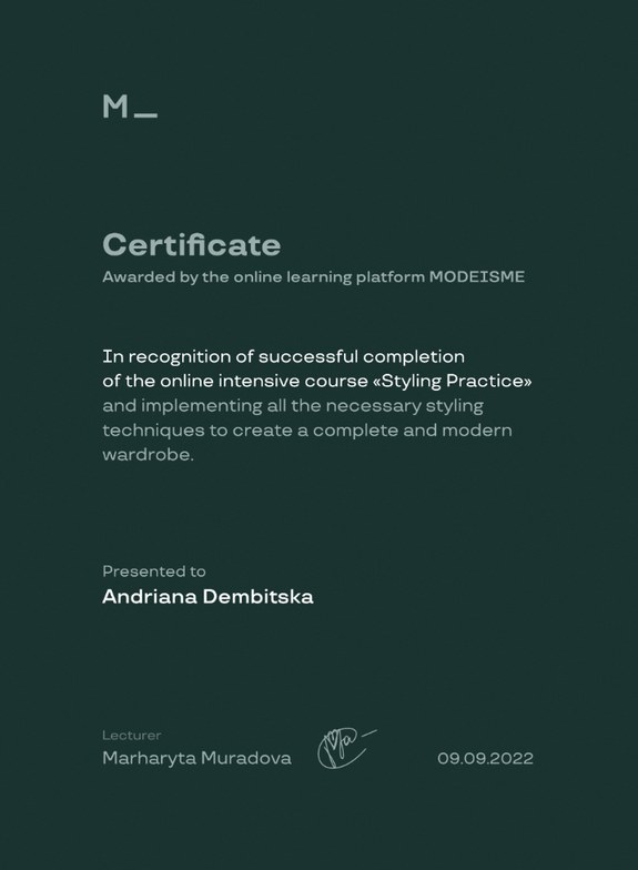 MODEISME - "Styling Practice" online intensive certificate